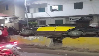 انقلاب تاكسي في سيدي بشر شرق الإسكندرية.. وشهود عيان: بسبب 5 ثوان -فيديو صور