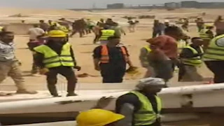 ‬بالصور- مصرع عاملين في انهيار جمالون مصنع تحت الإنشاء بمدينة السادات