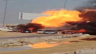 انفجار خط غاز يهزّ طريق الواحات ويشعل النيران في سماء أكتوبر (صور)