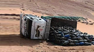 انقلاب شاحنة غاز في الوادي الجديد