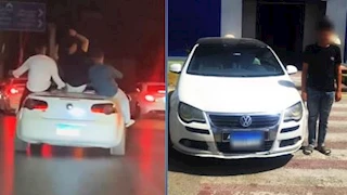 القبض على سائق سمح لأشخاص بالجلوس أعلى سيارته بالشرقية