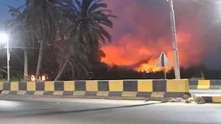 حريق في حشائش مجاورة لشريط القطار في ببا ببني سويف