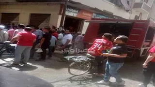 نشوب حريق داخل محل بويات فى سوهاج -صور