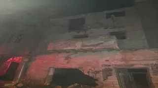 بالصور- انهيار منزل من طابقين في بني سويف 