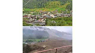 انهيار جليدي كارثي يدمر قرية سويسرية ومخاوف من كارثة أكبر (صور+ فيديو)