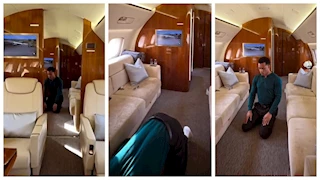 محمد رمضان يشارك الجمهور فيديو وهو يصلي داخل طائرته الخاصة