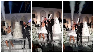 بالفيديو.. رنا رئيس وزوجها يحتفلان بإطلاق "رشاشات الدخان" في حفل زفافهما