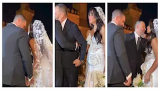 بالصور.. بكاء ابنة ماجد المصري في حفل زفافها