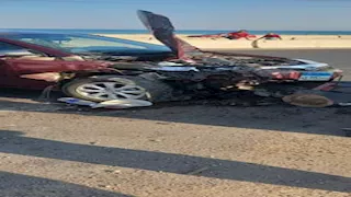 مصابون في تصادم سيارتين على طريق "السويس – السخنة" (صور)