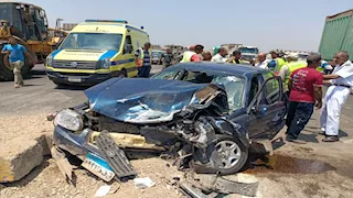 بالصور.. إصابة 4 أشخاص في تصادم سيارتين ملاكي أعلى الإقليمي بالمنوفية 