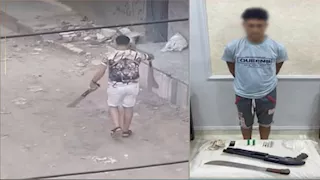 كشف ملابسات فيديو لشخص يمارس أعمال بلطجة باستخدام سلاح أبيض بكفر الشيخ
