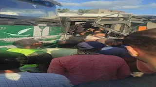 تصادم جرار وميكروباص على الطريق الدائري بقليوب 