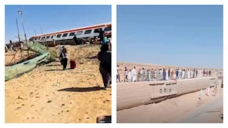 إصابة 29 راكبًا في انقلاب عربات بقطار مطروح - بالضبعة (صور)