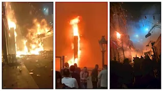 منها محل كشري شهير.. تفاصيل حريق بمحيط المؤسسة فى شبرا الخيمة -صور