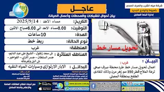 لمدة 10 ساعات.. قطع المياه عن مناطق بغرب أسيوط مساء اليوم