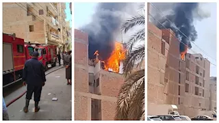 حريق يلتهم شقة سكنية بشبين الكوم (صور)