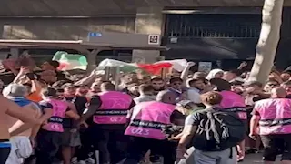 علم فلسطين حاضر في مباراة ريال مدريد ومارسيليا بدوري أبطال أوروبا