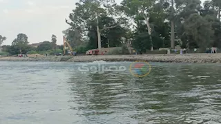 الصور الأولى من موقع كسر ماسورة غاز رئيسية ببحر مويس في بنها 