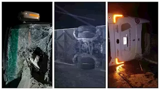 "تحوّل لخردة".. 10 صور ترصد حادث انقلاب أتوبيس بصحراوي المنيا