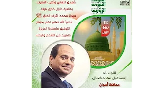 محافظ أسوان يهنئ الرئيس السيسى بذكرى المولد النبوي