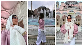 نورهان منصور توثق رحلتها إلى إسطنبول وزيارة مسجد آيا صوفيا.. صور
