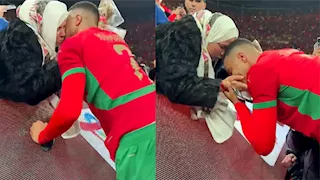 10 صور للقطة إنسانية بين لاعب المغرب ووالدته بعد مباراة نيجيريا