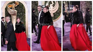 بصحبة زوجها أحمد الجنايني.. منة شلبي تتألق بالأحمر بحفل joy awards 2026