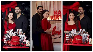 بالصور.. مي عز الدين بفستان أحمر أنيق في حفل عيد ميلادها