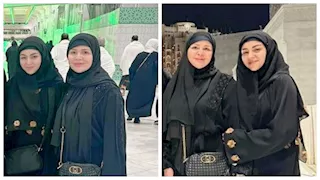 إلهام شاهين تؤدي مناسك العمرة بصحبة ابنة شقيقتها (صور)