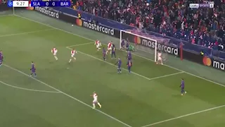هدف سلافيا براج في مرمي برشلونة بدوري أبطال أوروبا (فيديو)