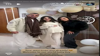5 صور لاحتفال رامي ربيعة مع زوجته بمولود جديد