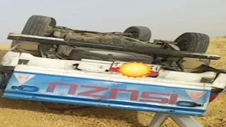 مصرع شخص في حادث انقلاب سيارة على طريق الوردة البيضاء بالسويس