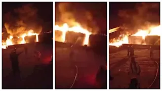  وفاة أول ضحية في حريق مصنع جبس أبوزنيمة متأثراً بإصابته -فيديو وصور 