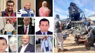 "مصراوي" يرصد تفاصيل موجعة من موقع فاجعة حادث أتوبيس المنيا - صور