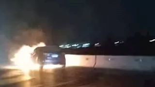 اشتعال النيران في سيارة ملاكي بطريق شبرا بنها الحر بالقليوبية