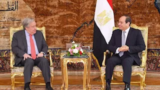 السيسي وجوتيريش يبحثان تثبيت وقف إطلاق النار وإدخال المساعدات إلى غزة