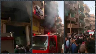 السيطرة على حريق بعمارة سكنية في شارع برج العرب بالفيوم (فيديو وصور)