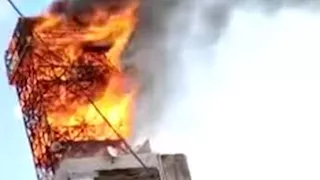 حريق هائل يلتهم أبراج حمام أعلى 5 منازل في المنصورة
