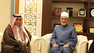 المفتي يستقبل مندوب السعودية الدائم لدى جامعة الدول للتهنئة بشهر رمضان