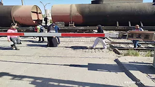 خروج عربة من قطار بضائع عن القضبان في بني سويف 