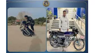 قائد دراجة نارية بالفيوم يعرض حياة المواطنين للخطر بحركات استعراضية