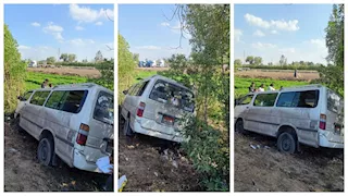اصطدمت بأشجار.. سقوط سيارة بركابها في أرض زراعية بالمنوفية -صور