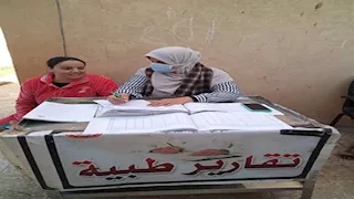 بالصور- فحص 1144 مواطنًا في قافلة طبية بقرية لاجودة ببني سويف