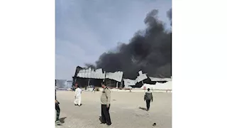 حريق هائل بمصنع تنر في البحيرة واختناق شخصين