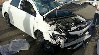 إصابة سيدة وطفلين في اصطدام سيارة برصيف أعلى كوبري أسيوط العلوي