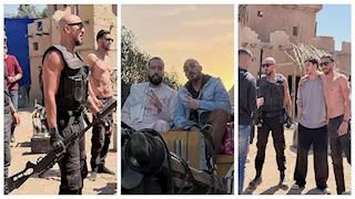 حسام الحسيني مع فرنش مونتانا في كواليس فيلمهما الجديد