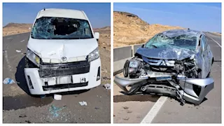 إصابة 15 شخصًا في حادث تصادم سيارتين على طريق "السخنة – القطامية"