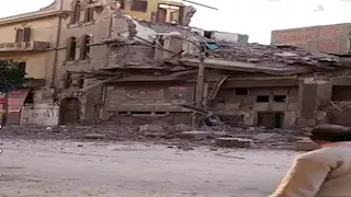 انهيار جزئي لمنزل فى مدينة المنيا -صور 