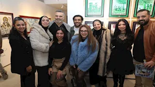 صور.. لقاء الخميسي في أحدث ظهور مع عبدالمنصف في معرض الفنان أحمد فريد