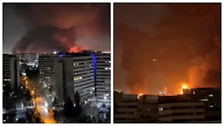 حريق ودخان كثيف يتصاعدان باتجاه مطار مهرآباد في طهران (صور)